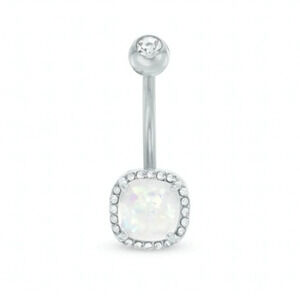 Crystal Frame Belly Button Ring 014G - Opal Acrylic  🆕